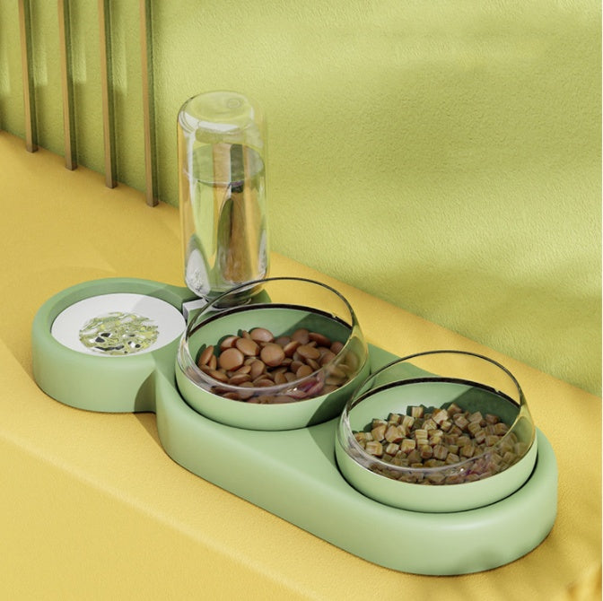 Pet Cat Bowl Automatic Feeder with Water Fountain.