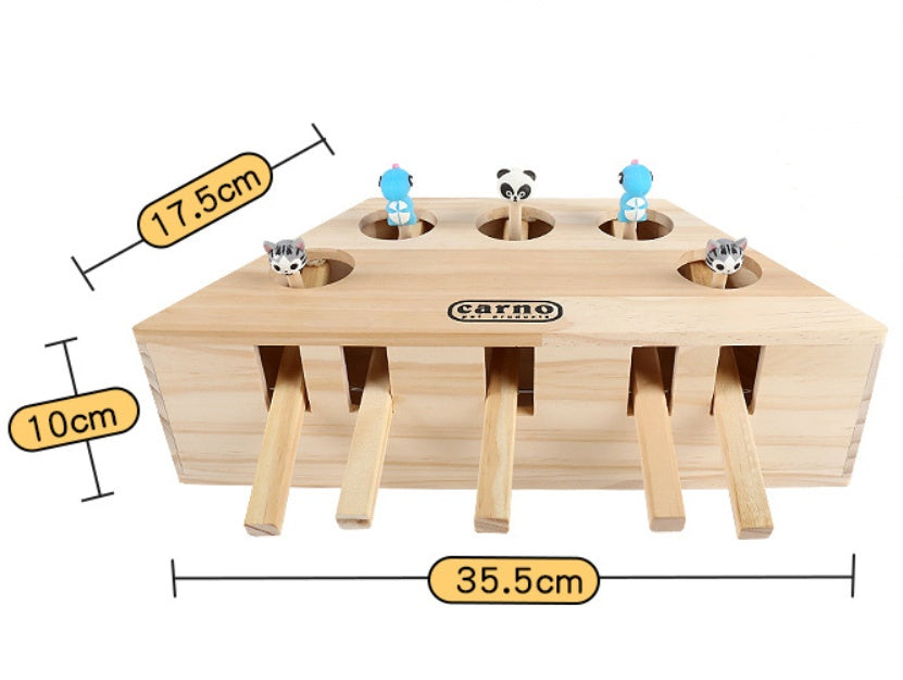 Interactive Wooden Cat Toy | Solid Wood Hamster & Kitten Fun