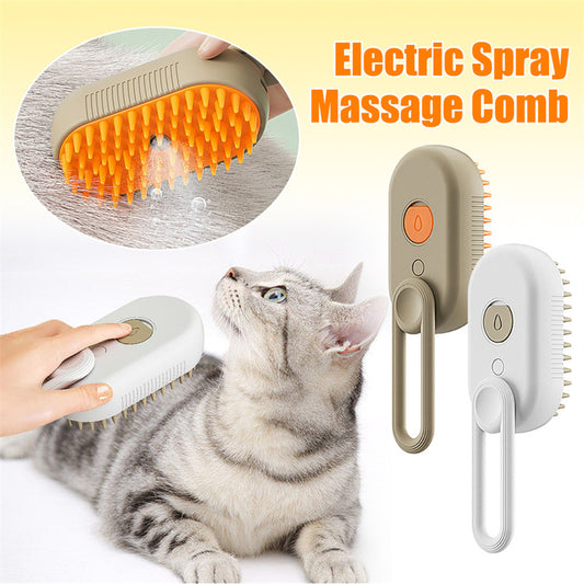 Cat Steam Brush: 3-in-1 Electric Grooming & Massage Tool