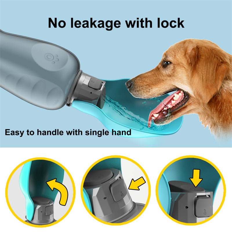 Dogs Water Bottle: 800ml Leakproof Portable Bowl for Outdoor