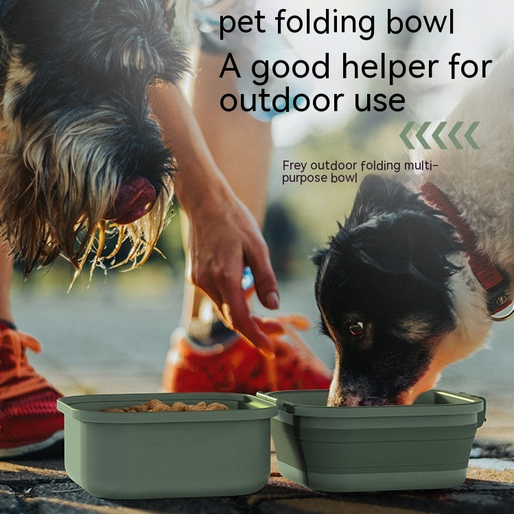 Dog Outdoor Folding Bowl - Double Layer Pet Products