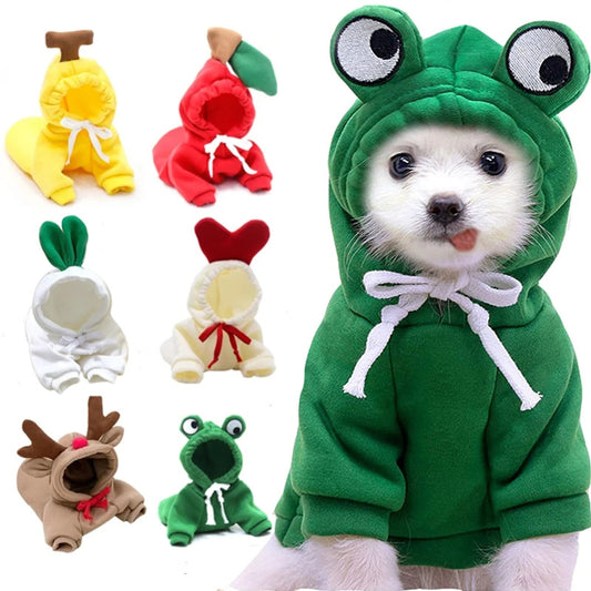 Cute Fruit Dog Clothes: Warm Fleece Hoodies for Small Dogs