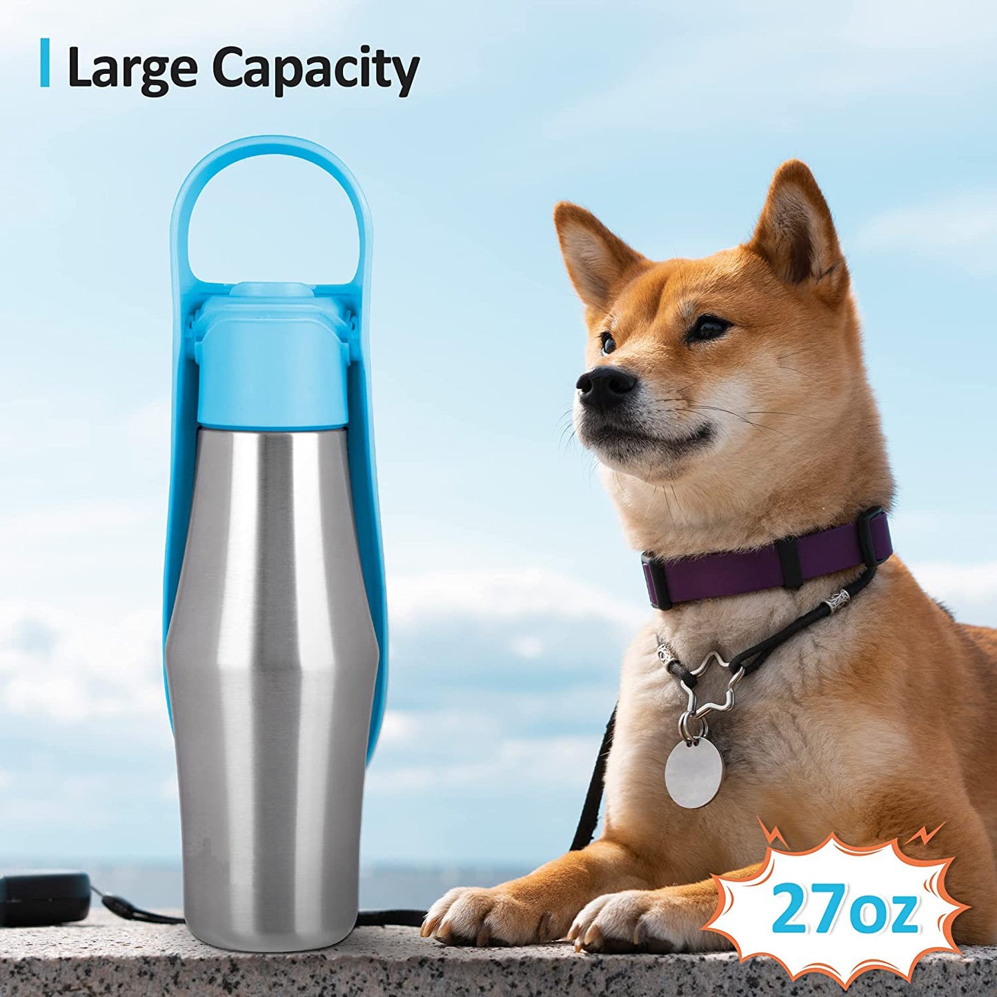 Portable Pet Water Bottle - Silicone Leaf Design for Travel