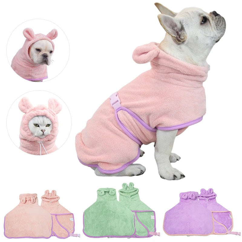 Pet Bathrobe - Super Absorbent Microfiber Dog Drying Towel