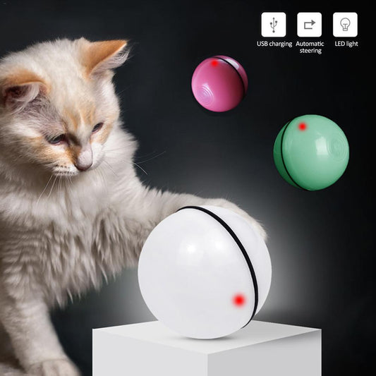 LED Laser Cat Toy - Electronic Rolling Pet Ball for Cats